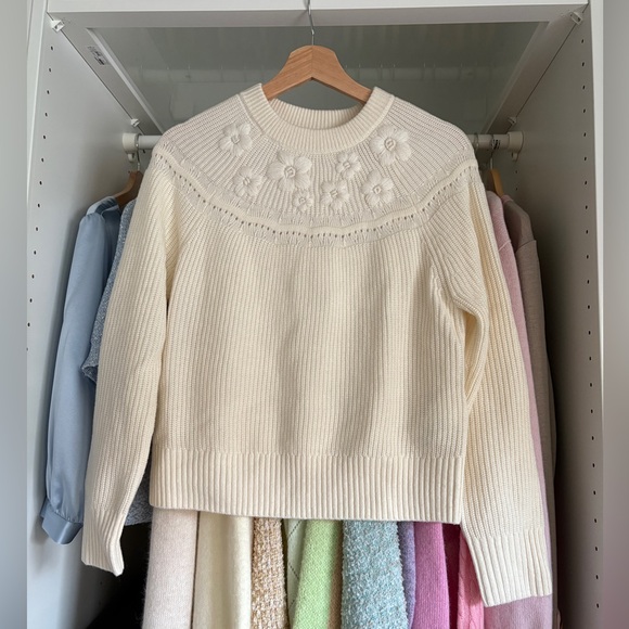 Cream Floral Knit Sweater